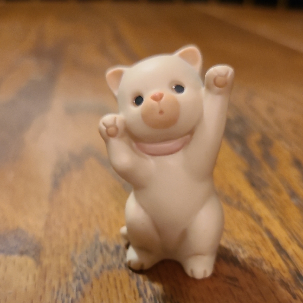 Enesco Cream and Pink Cat Figurine